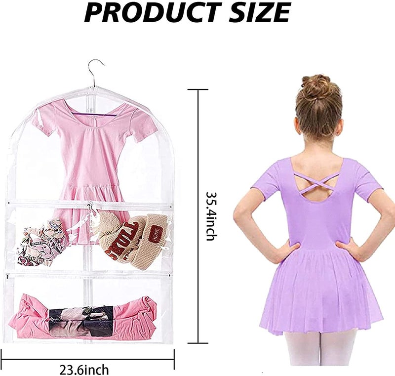 Cohpoh Clear Kids Dance Costume Garment Bag,3 Pack Garment Bags for Hanging Clothes,Garment Bag for Travel Storage,Dress Up Storage Bag for Children Girls - Image 2